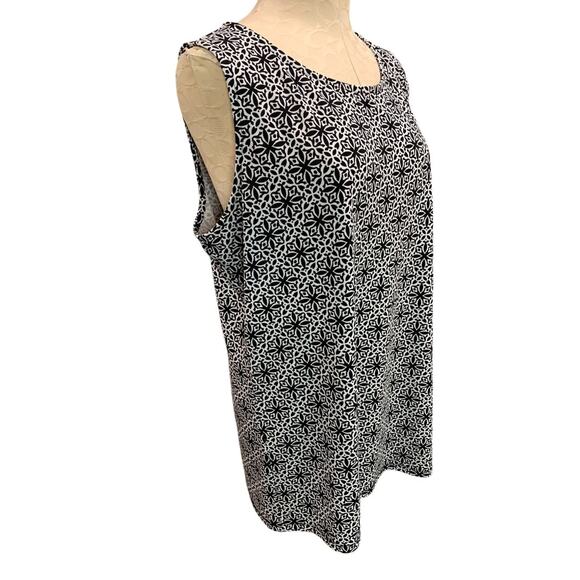 1X Talbots Woman Black White Print Tank Sleeveless Shirt - Picture 7 of 9